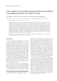 Conservation of Anoectochilus Formosanus Hayata by Artificial Cross-Pollination and in Vitro Culture of Seeds
