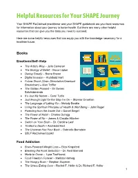Helpful Resources for Your SHAPE Journey