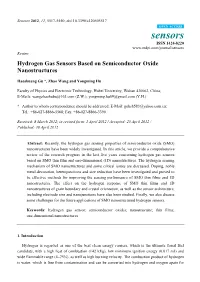 Hydrogen Gas Sensors Based on Semiconductor Oxide Nanostructures