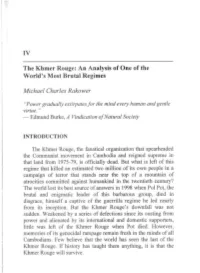 IV the Khmer Rouge: an Analysis of One of the World's Most Brutal