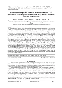 Levels of Polycyclic Aromatic Hydrocarbons (Pahs) and Heavy Metals in Some Edible Vegetables Along Roadsides in Port Harcourt Metropolis