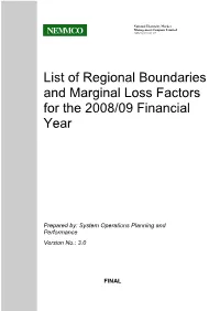 List of Regional Boundaries and Marginal Loss Factors for the 2008/09 Financial Year V3.0