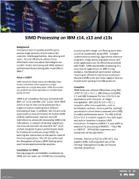 SIMD Processing on IBM Z14, Z13 and Z13s