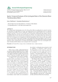 Spatio-Temporal Analysis of the Ecological State of the Dniester River Transboundary Water