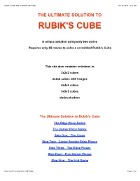 The Ultimate Solution to Rubik's Cube