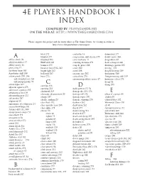 4E Player's Handbook I Index