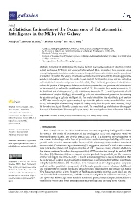 A Statistical Estimation of the Occurrence of Extraterrestrial Intelligence in the Milky Way Galaxy