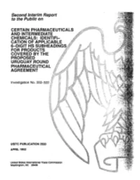 Certain Pharmaceuticals and Intermediate Chemicals: Identification of Applicable 6-Digit HS Subheadings for Products Covered By