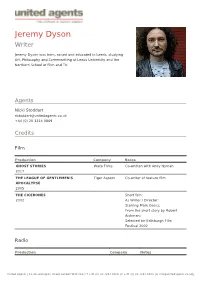 Jeremy Dyson Writer