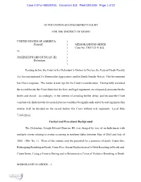 MEMORANDUM ORDER ) Case No