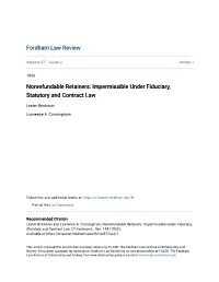 Nonrefundable Retainers: Impermissible Under Fiduciary, Statutory and Contract Law
