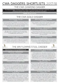 Cwa Daggers Shortlists 2017/18
