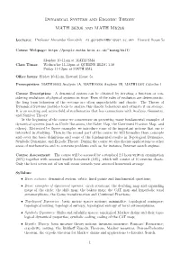 Dynamical Systems and Ergodic Theory MATH 36206 and MATH M6206