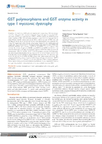 GST Polymorphisms and GST Enzyme Activity in Type 1 Myotonic Dystrophy