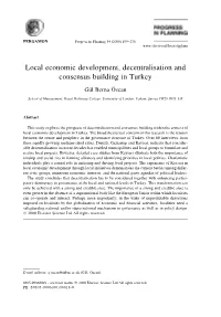 Local Economic Development, Decentralisation and Consensus Building in Turkey