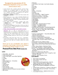Peanut/Tree Nut Free Candy List