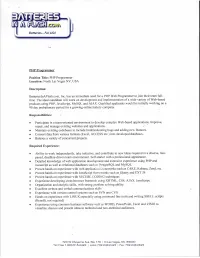 PHP Programmer Location: North Las Vegas NV, USA