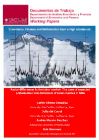 Racial Differences in the Labor Market: the Case of Expected Performance and Dismissals of Head Coaches in NBA