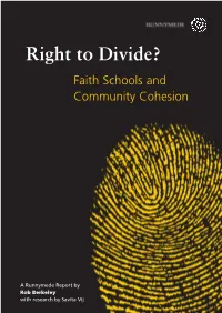 Right to Divide? Faith Schools and Community Cohesion