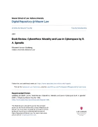 Book Review. Cyberethics: Morality and Law in Cyberspace by R. A. Spinello