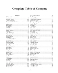 Complete Table of Contents