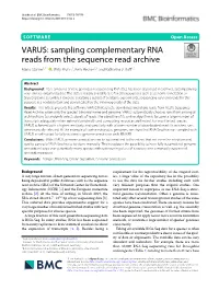 Sampling Complementary RNA Reads from the Sequence Read Archive Mario Stanke1,2* , Willy Bruhn1, Felix Becker1,2 and Katharina J