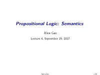 (Slides) Propositional Logic: Semantics