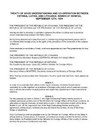 Treaty of Good Understanding and Co-Operation Between Estonia, Latvia, and Lithuania