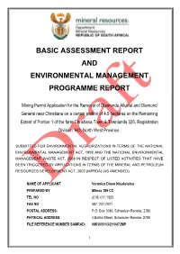 Basic Assessment Report and Environmental Management Programme Report
