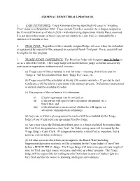 Criminal Division Bench Trial Protocol