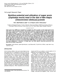 Nutritive Potential and Utilization of Super Worm (Zophobas Morio)