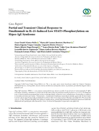 Partial and Transient Clinical Response to Omalizumab in IL-21-Induced Low STAT3-Phosphorylation on Hyper-Ige Syndrome