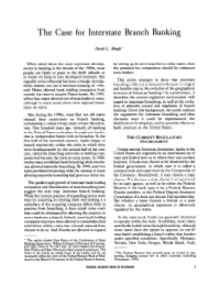The Case for Interstate Branch Banking