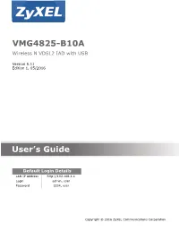 VMG4825-B10A User's Guide