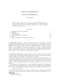 “WHAT IS an ELECTRON?” Contents 1. Quantum Mechanics in A