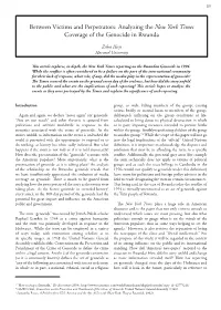 Between Victims and Perpetrators: Analyzing the New York Times Coverage of the Genocide in Rwanda