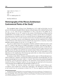 Historiography of the Morava Architecture: Controversial Points of the Study1