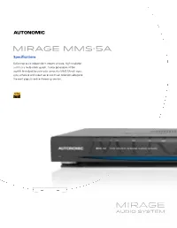 Mirage Mms·5A Specifications