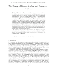 The Design of Linear Algebra and Geometry