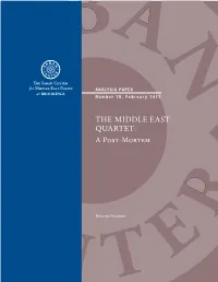 THE MIDDLE EAST QUARTET: a Post-Mortem