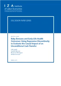 Using Regression Discontinuity to Evaluate the Causal Impact of an Unconditional Cash Transfer