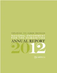2012 Annual Report of the National Endowment for the Humanities