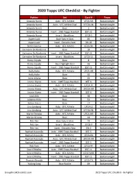 2020 Topps UFC Checklist Hobby