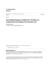 Close Reading Strategies for Difficult Text