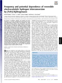 Frequency and Potential Dependence of Reversible Electrocatalytic Hydrogen Interconversion by [Fefe]-Hydrogenases