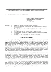 Notification Under Section 144 of Code of Criminal Procedure, 1973 (No