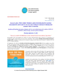 Dalai Lama, Who Chief Tedros Adhanom Headline Global Grassroots Movement to Fix the World's Biggest Problems Amidst the Pandem