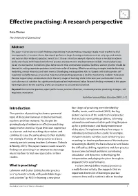 Effective Practising: a Research Perspective