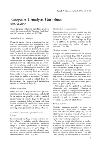European Urinalysis Guidelines SUMMARY