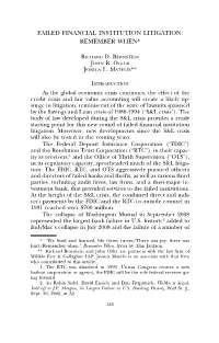 Failed Financial Institution Litigation: Remember When*
